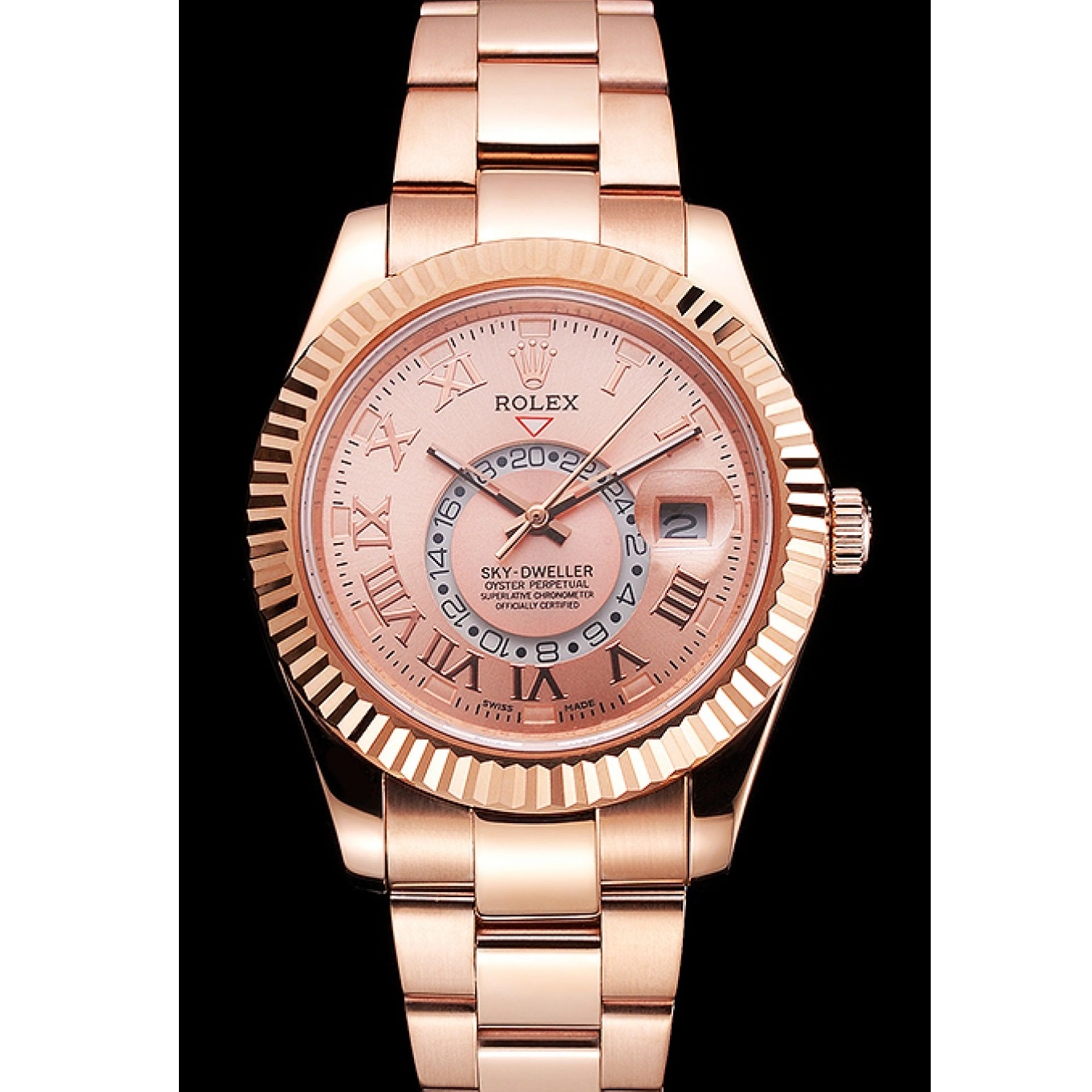 MiroTime 0807 Rolex Sky Dweller Rose Gold Dial Rose Gold Case And Bracelet
